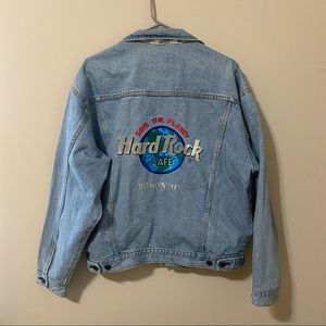 90s HARD ROCK CAFE “Save the Planet” Edmonton Canada Light-wash Denim Jacket